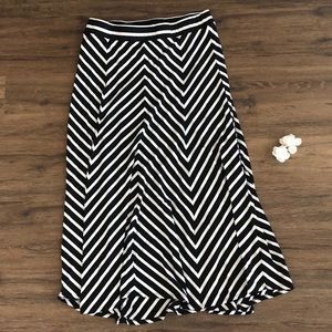 Torrid Black and White Striped Maxi Skirt